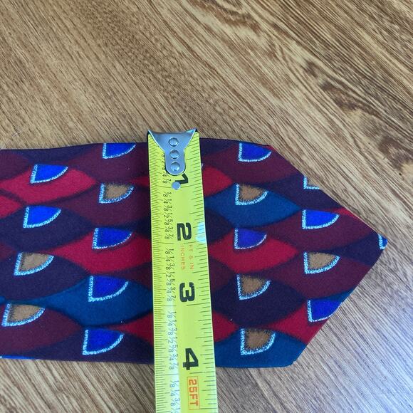 Vintage Zylos George Machado 100% Silk Multicolor Geo Print Tie Funky Retro - Picture 6 of 7